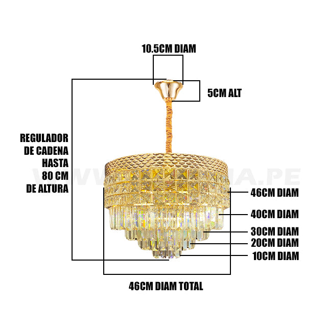 LÁMPARA COLGANTE LED FATIMA KRYSTAL GOLD 9737-450