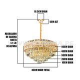 LÁMPARA COLGANTE AISHA KRYSTAL GOLD + FOCO VELA E14 4W TRANSP LUZ CÁLIDA