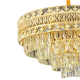 LÁMPARA COLGANTE AISHA KRYSTAL GOLD + FOCO VELA E14 4W TRANSP LUZ CÁLIDA