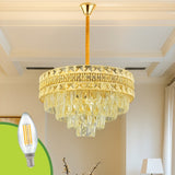 LÁMPARA COLGANTE AISHA KRYSTAL GOLD + FOCO VELA E14 4W TRANSP LUZ CÁLIDA