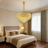 LÁMPARA COLGANTE AISHA KRYSTAL GOLD + FOCO VELA E14 4W TRANSP LUZ CÁLIDA