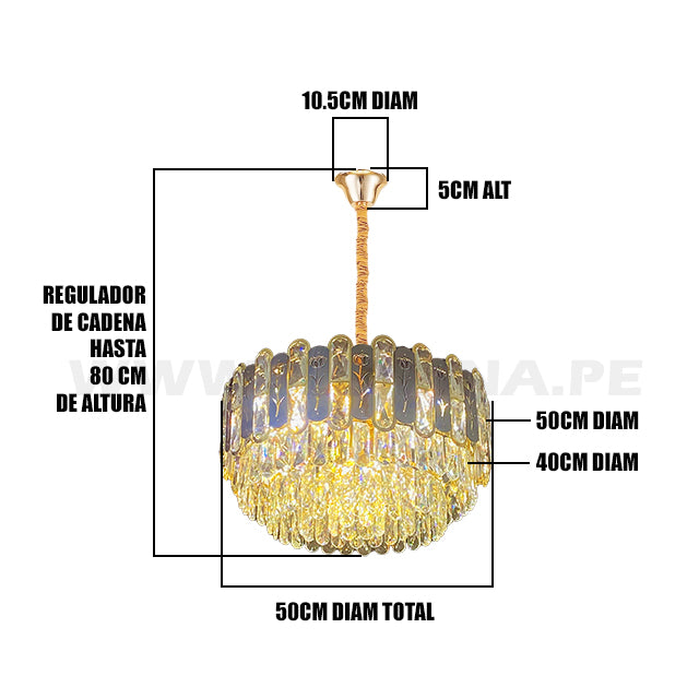 LÁMPARA COLGANTE LED ZAHRA KRYSTAL GOLD 9744-500