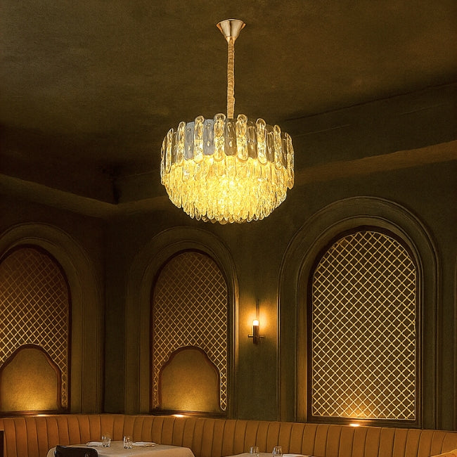 LÁMPARA COLGANTE ZAHRA KRYSTAL GOLD - SIN FOCO