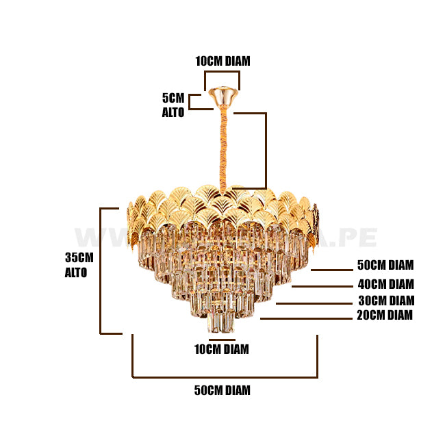 LÁMPARA COLGANTE LED SALMA KRYSTAL GOLD