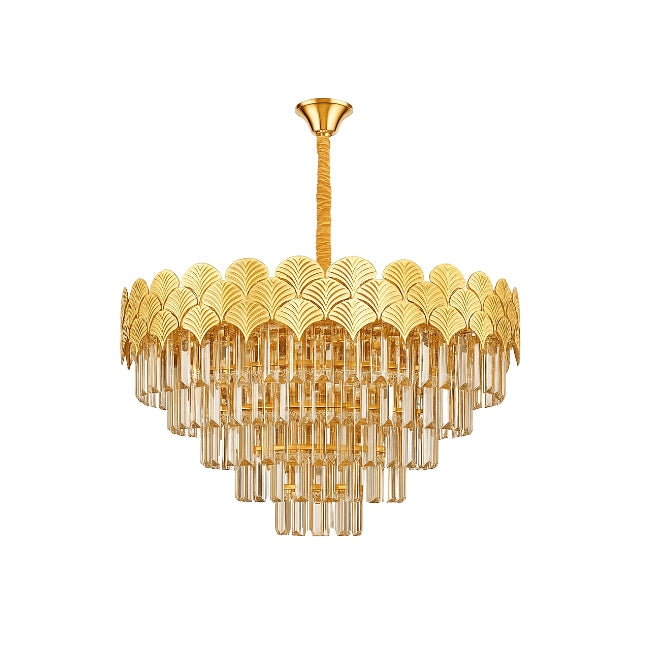 LÁMPARA COLGANTE SALMA KRYSTAL GOLD + FOCO VELA E14 4W TRANSP LUZ CÁLIDA
