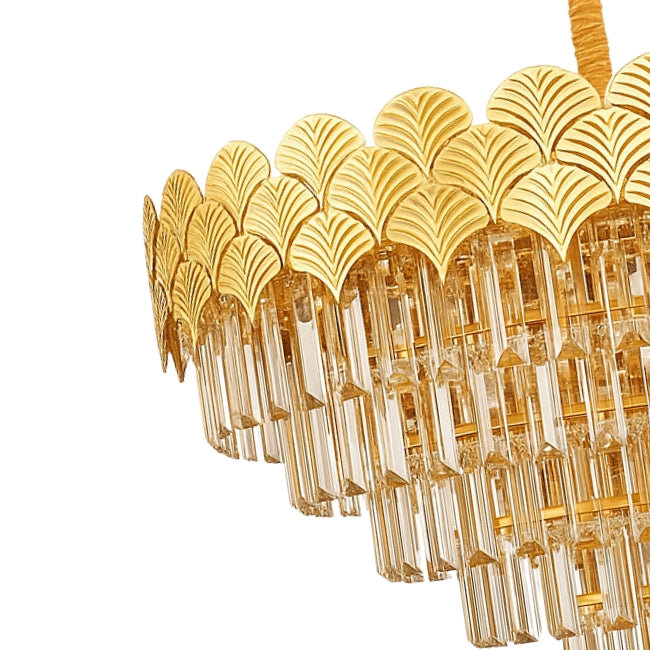 LÁMPARA COLGANTE SALMA KRYSTAL GOLD + FOCO VELA E14 4W TRANSP LUZ CÁLIDA