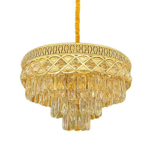 LÁMPARA COLGANTE LAYLA KRYSTAL GOLD + FOCO VELA E14 4W TRANSP LUZ CÁLIDA