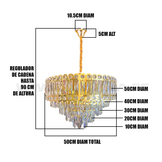 LÁMPARA COLGANTE LED AMIRA KRYSTAL GOLD 9868