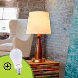 LÁMPARA DE MESA DE MADERA VENUS + FOCO LED 12W LUZ CÁLIDA