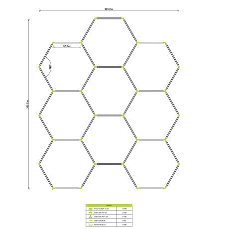 LÁMPARA HEXAGONAL LED ADOSABLE A TECHO/PARED TIPO PANAL "M" - KIT COMPLETO 09 HEXAGONALES LUZ BLANCA