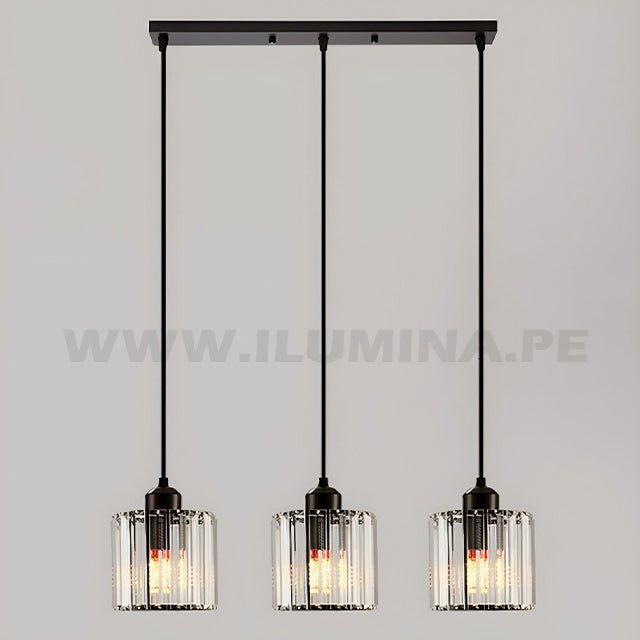 LÁMPARA COLGANTE ALBA LINE BLACK AND CRISTAL LED ECOLAMPS