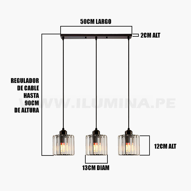 LÁMPARA COLGANTE ALBA LINE BLACK AND CRISTAL LED ECOLAMPS