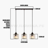 LÁMPARA COLGANTE ALBA LINE BLACK AND CRISTAL LED ECOLAMPS