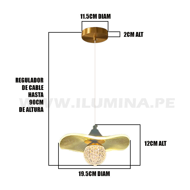 LÁMPARA COLGANTE KALEA GOLD LED TRICOLOR