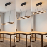 Tres niveles de altura ajustable para lámpara colgante LED de diseño minimalista.