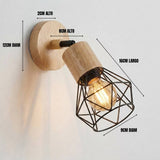 Dimensiones del aplique de pared GRETA: base de 12 cm, cabezal de 16 cm y jaula de 9 cm