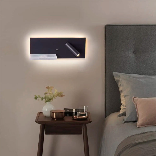 LÁMPARA DE PARED INTERIOR DONATELLA LED 11W + USB, LUZ INTERMEDIA DE LECTURA LED 3W Y CARGADOR INALÁMBRICO WIRELESS