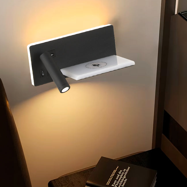 LÁMPARA DE PARED INTERIOR DONATELLA LED 11W + USB, LUZ INTERMEDIA DE LECTURA LED 3W Y CARGADOR INALÁMBRICO WIRELESS