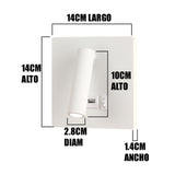 LÁMPARA DE PARED INTERIOR ELISABETTA LED 8W + USB Y LUZ INTERMEDIA DE LECTURA LED 3W