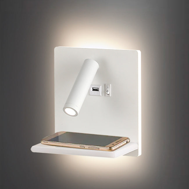 LÁMPARA DE PARED INTERIOR GABRIELA LED 12W + USB, LUZ INTERMEDIA DE LECTURA LED 3W Y CARGADOR INALÁMBRICO WIRELESS