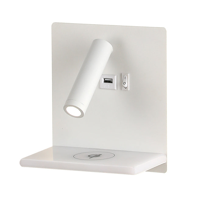 LÁMPARA DE PARED INTERIOR GABRIELA LED 12W + USB, LUZ INTERMEDIA DE LECTURA LED 3W Y CARGADOR INALÁMBRICO WIRELESS