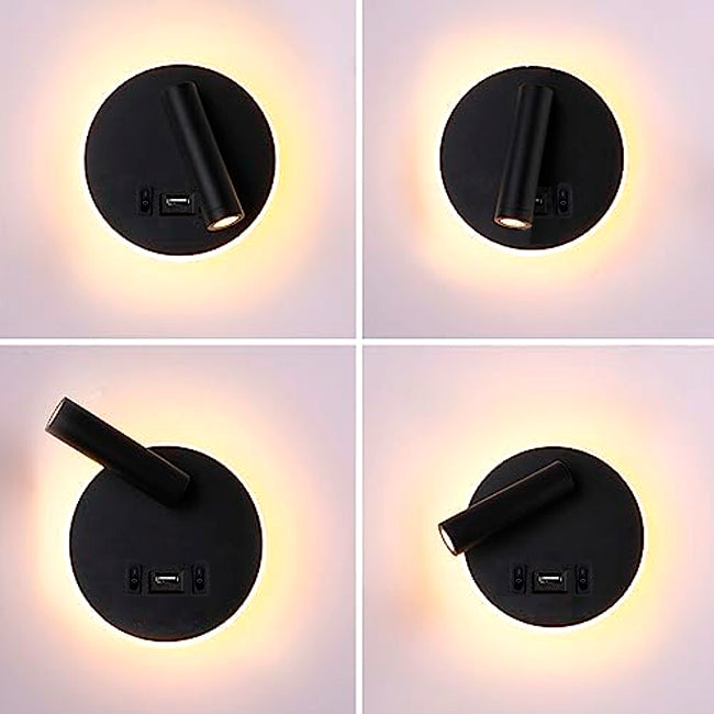 LÁMPARA DE PARED INTERIOR GAIA LED 7W + USB Y LUZ INTERMEDIA DE LECTURA LED 3W