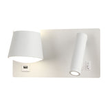 LÁMPARA DE PARED INTERIOR LAURA LED 10W + USB Y LUZ INTERMEDIA DE LECTURA LED 3W