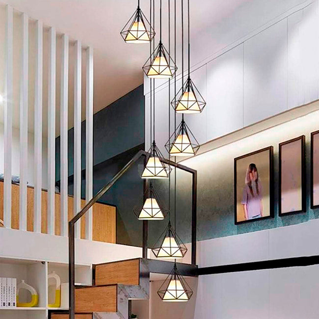 LÁMPARA COLGANTE MERCED BLACK 08 LUCES LED