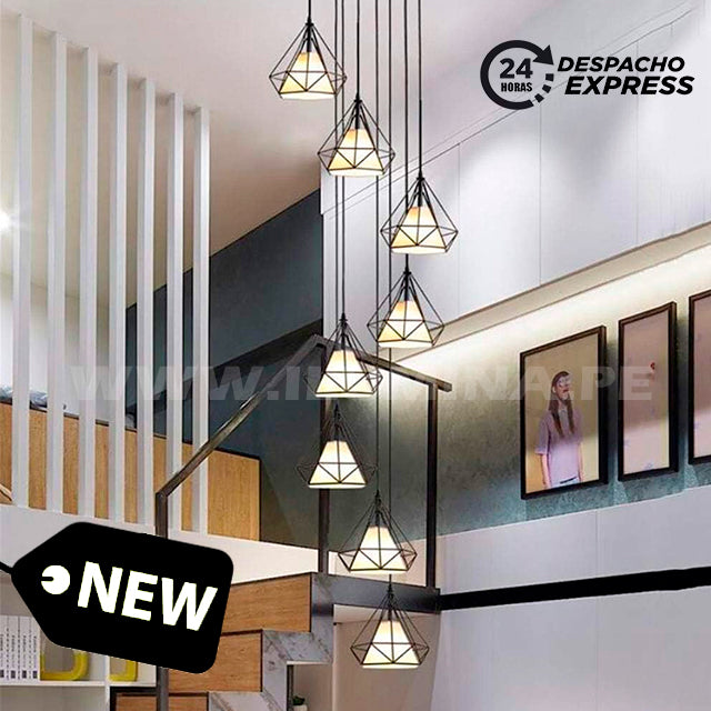 LÁMPARA COLGANTE MERCED BLACK 08 LUCES LED
