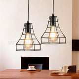 LÁMPARA COLGANTE TIPO JAULA GALICIA BLACK + FOCO LED TRANSPARENTE A60 4W LUZ CÁLIDA