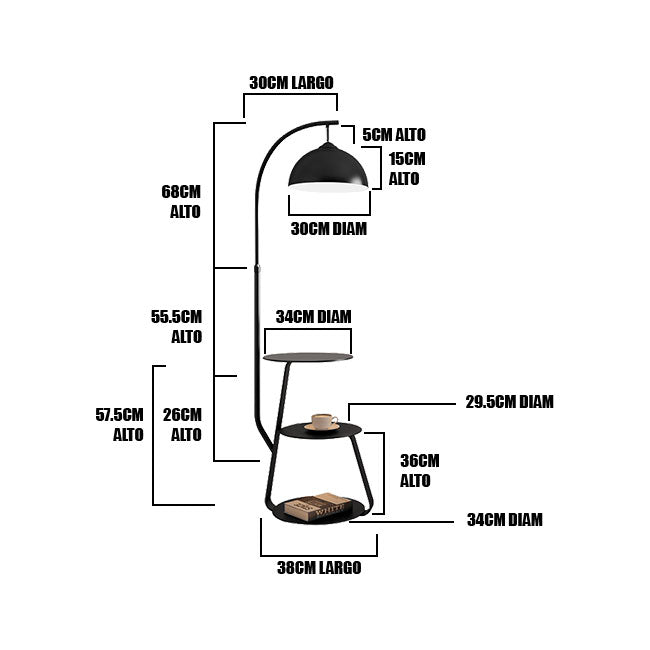 LÁMPARA DE PIE PASQUALINA BLACK LED CON MESA / SIN FOCO