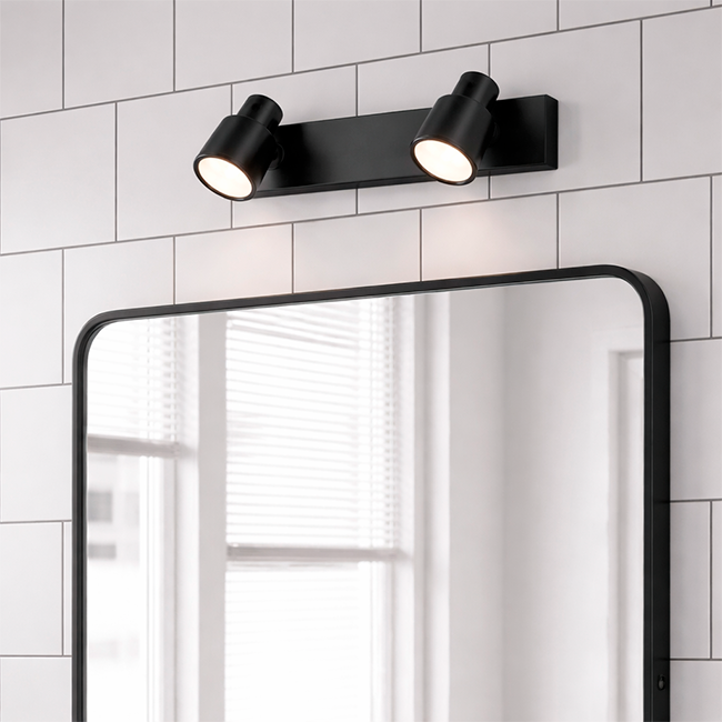 LÁMPARA DE ESPEJO DE PARED JANIRA + DICROICO LED 6W LUZ BLANCA GU10