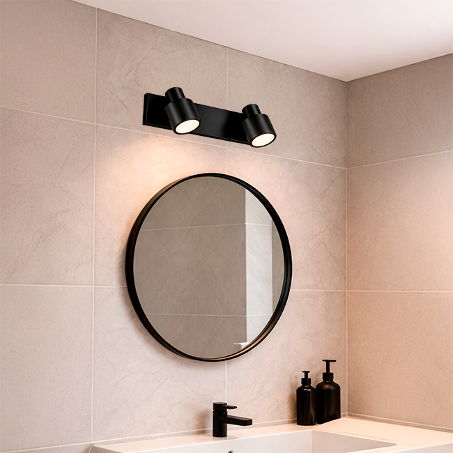 LÁMPARA DE ESPEJO DE PARED JANIRA + DICROICO LED 6W LUZ BLANCA GU10