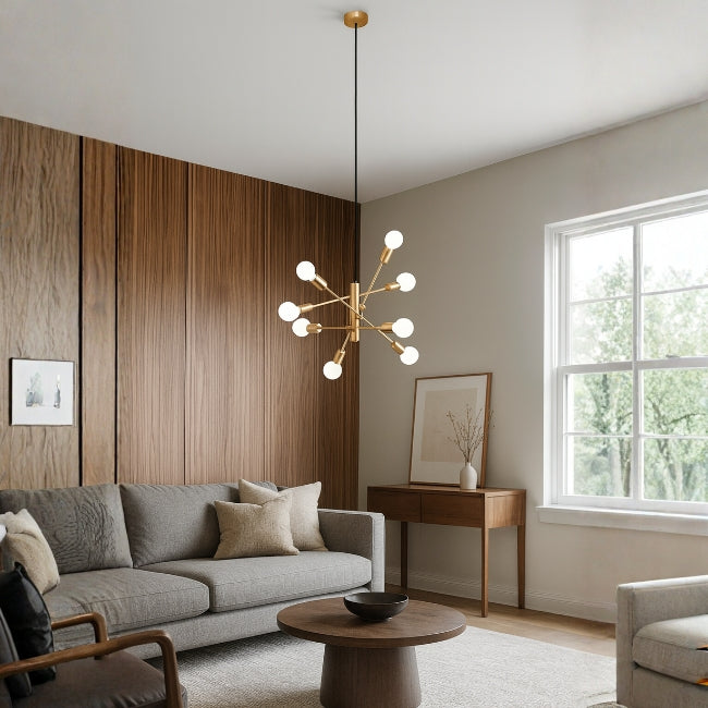 LÁMPARA COLGANTE AMOSIEL BRONCE + FOCO LED G80 PAVONADO 10W TRICOLOR