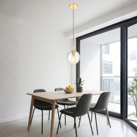 LÁMPARA COLGANTE MURANO LUX GOLD + FOCO LED TRANSPARENTE A60 4W LUZ CÁLIDA