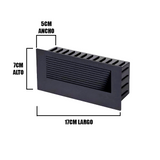 SPOT LUZ GUIA DE PASO ROSELI LED SIMÉTRICO 5W RECTANGULAR NEGRO LUZ CÁLIDA