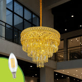 LÁMPARA COLGANTE LAYLA KRYSTAL GOLD + FOCO VELA E14 4W TRANSP LUZ CÁLIDA