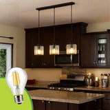 LÁMPARA COLGANTE ALBA LINE BLACK AND CRISTAL + FOCO LED TRANSPARENTE A60 4W LUZ CÁLIDA