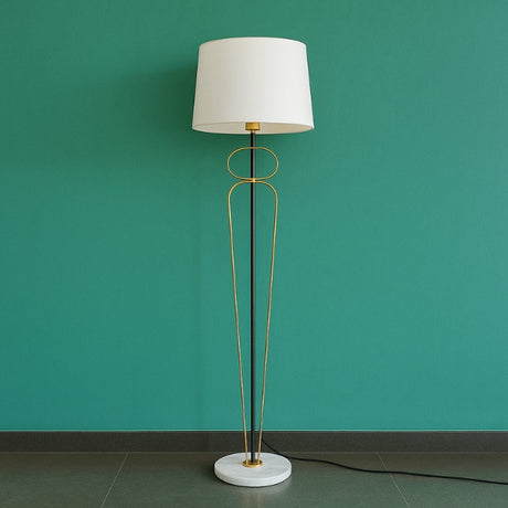 LÁMPARA DE PIE DAYAN GOLD AND BLACK LED + FOCO LED 12W LUZ CÁLIDA
