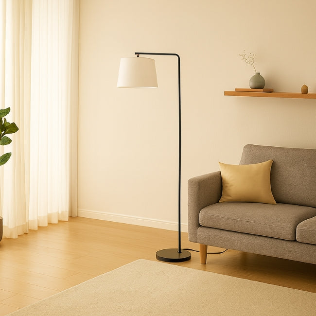 LÁMPARA DE PIE DAMARIS BLACK LED + FOCO LED 12W LUZ CÁLIDA