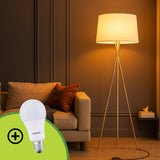 LÁMPARA DE PIE TRÍPODE MODERNA SILVER LED + FOCO LED 12W LUZ CÁLIDA