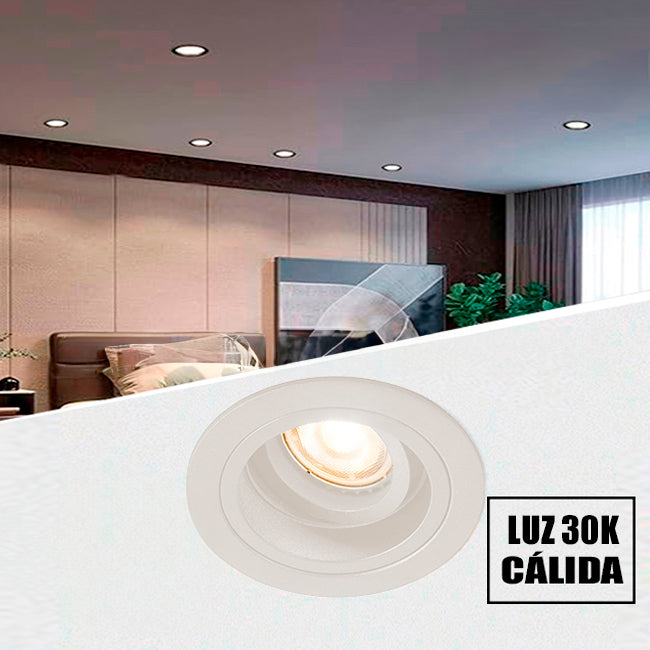 SET COMPLETO - SPOT EMPOTRABLE RECESADO MARIANA CON DICROICO LED 8W LUZ CÁLIDA