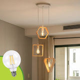 LÁMPARA COLGANTE WOOD CRISTINA NATURAL + FOCO LED TRANSPARENTE G95 4W LUZ CÁLIDA