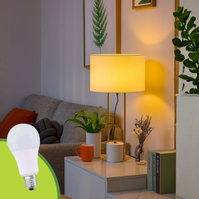 LÁMPARA DE MESA ZIGMA GOLD LED + FOCO LED 12W LUZ CÁLIDA