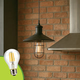 LÁMPARA COLGANTE DE ALUMINIO MARIÉ BLACK + FOCO LED TRANSPARENTE A60 4W LUZ CÁLIDA