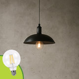 LÁMPARA COLGANTE CAMPANA DE ALUMINIO FELICIA BLACK + FOCO LED G95 FILAMENTO TRANSP 4W 2700K LUZ CÁLIDA