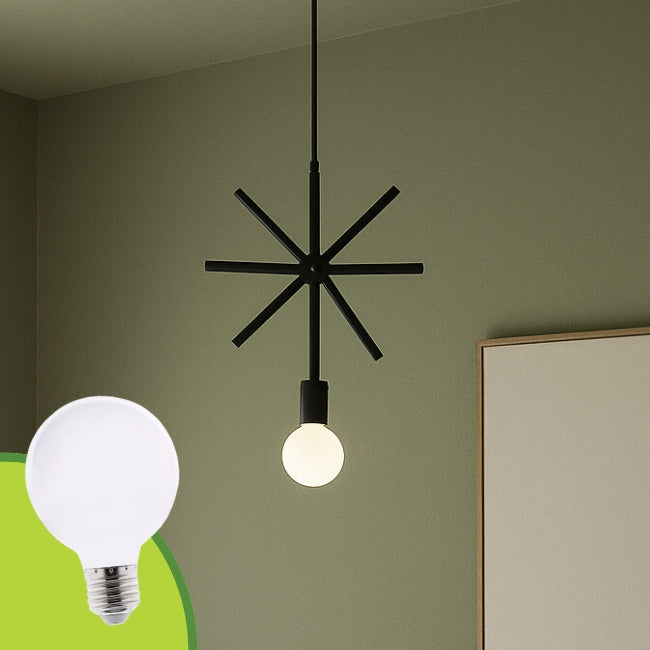 LÁMPARA COLGANTE LURIANA BLACK + FOCO LED G80 PAVONADO 10W ILUMINA TRICOLOR