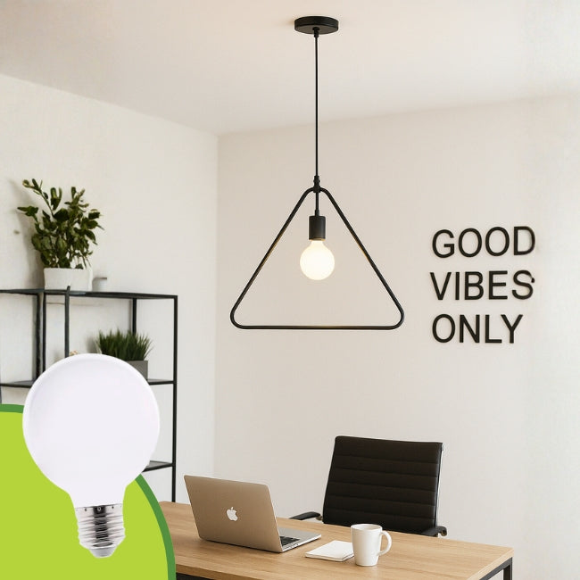 LÁMPARA COLGANTE LORENZA BLACK + FOCO LED G80 PAVONADO 10W ILUMINA TRICOLOR