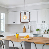 LÁMPARA COLGANTE LORENA BLACK + FOCO LED G95 FILAMENTO TRANSP 4W 2700K LUZ CÁLIDA