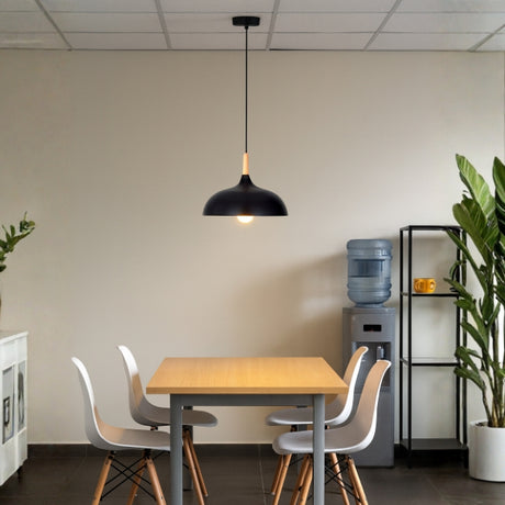 LÁMPARA COLGANTE DE ALUMINIO CELESTINA BLACK + FOCO LED ESFERA G95 12W LUZ CÁLIDA